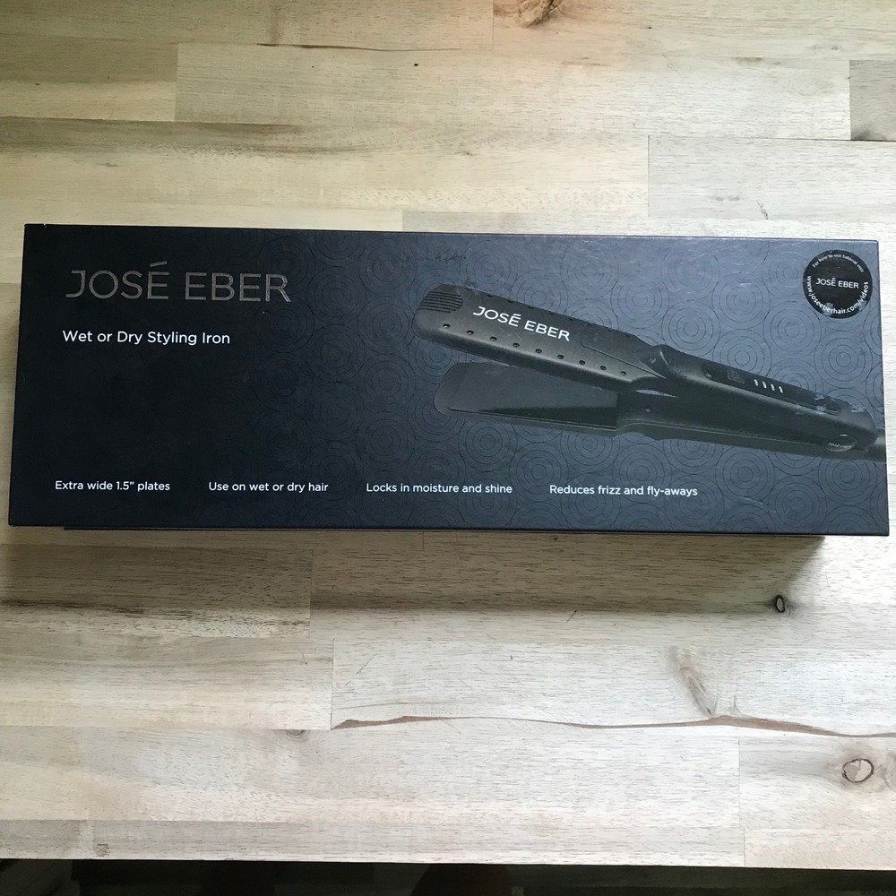 Jose Eber Wet or Dry Styling Iron 1.5 Inch Wide Plates BlkFlat Iron Dual Voltage